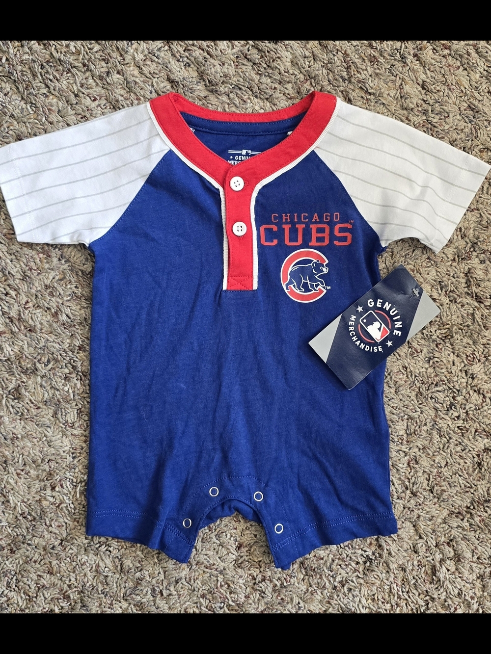 MLB Chicago Cubs Navy & Red Baby Bodysuit Size 0/3 Mo